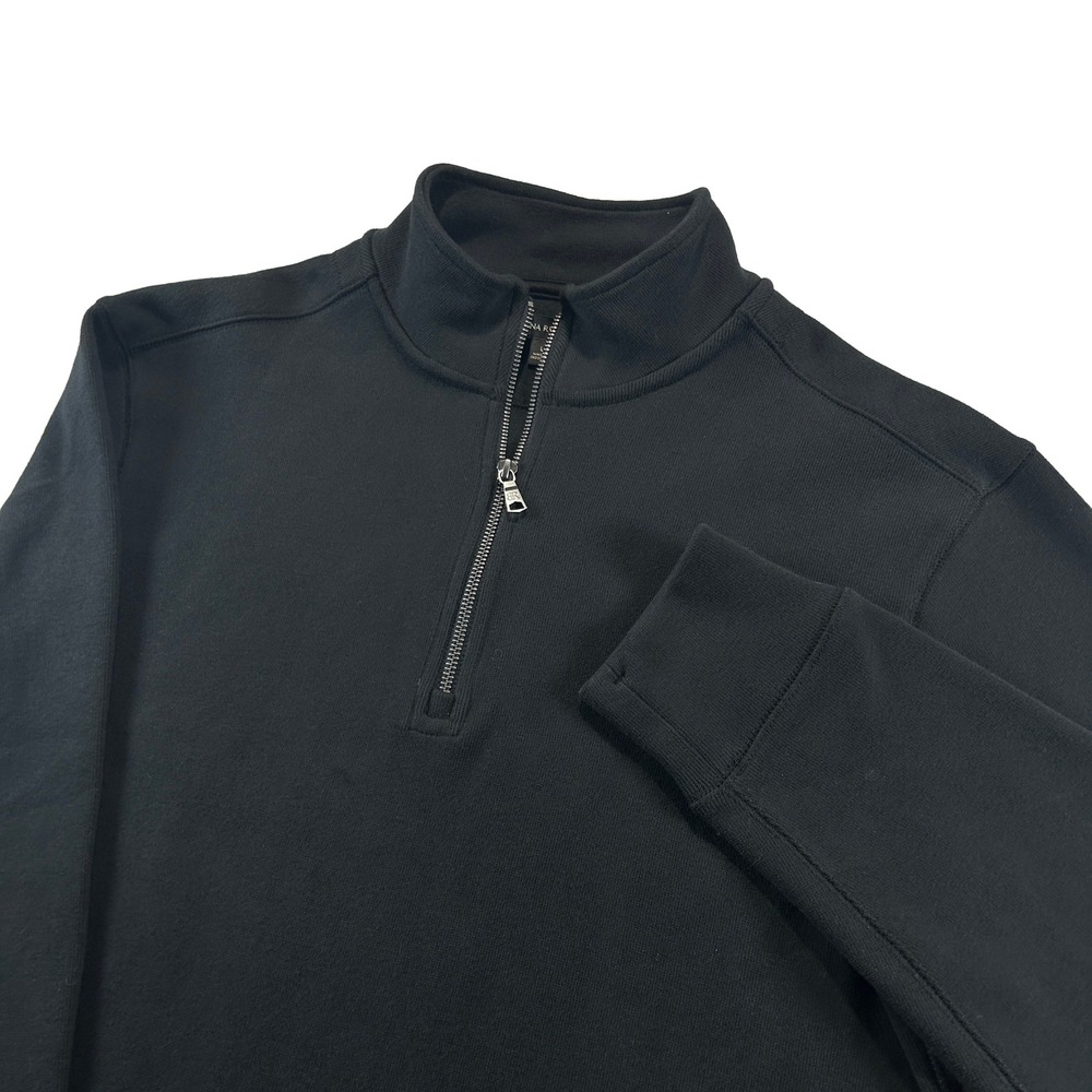 Banana Republic Quarter Zip Sweatshirt Mens L Black Classic Mock Neck Pullover